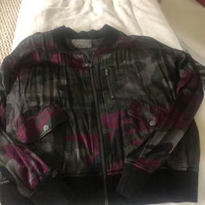 Silky dark camo printed bomber